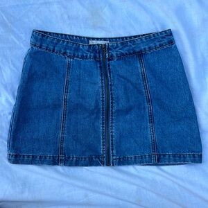 zip front denim skirt